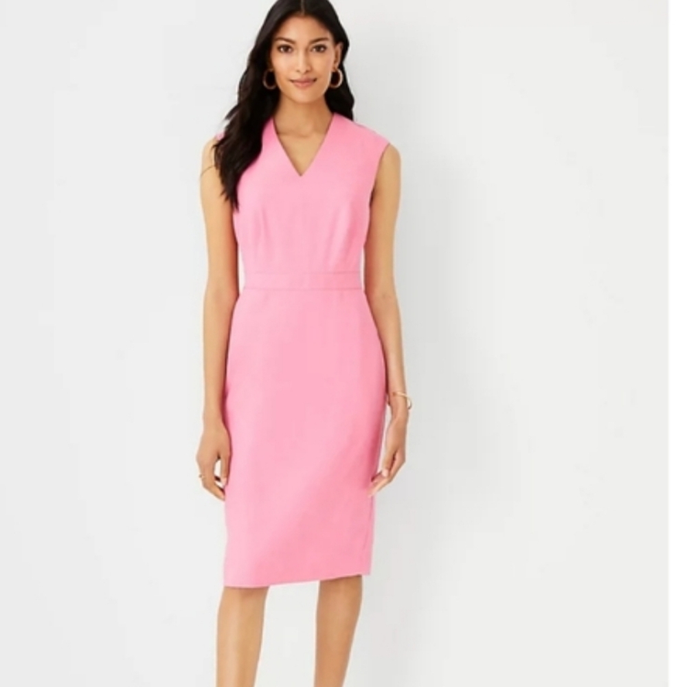 Ann Taylor Pink Sleeveless Linen Dress